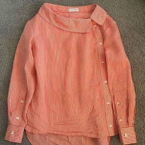 Altuzarra Orange Striped Women's Top With Warped Design